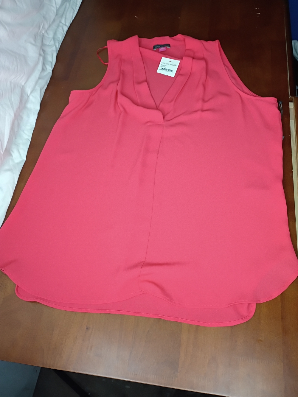 Sleeveless V-Neck Blouse in Coral Pink by Worthington